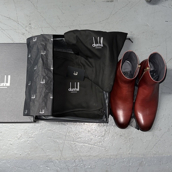 Alfred Dunhill Burgundy Cognac Brown Dark Cherry Red  Leather Duke Ankle Boots main image 10